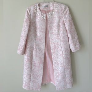 Kasper pink and white Long Sleeve long jacket with Beaded Color